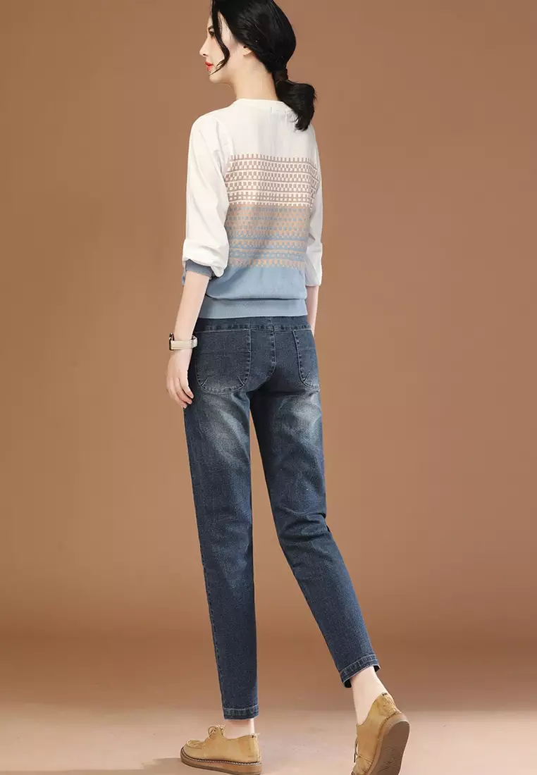 Girls elastic top waist jeans