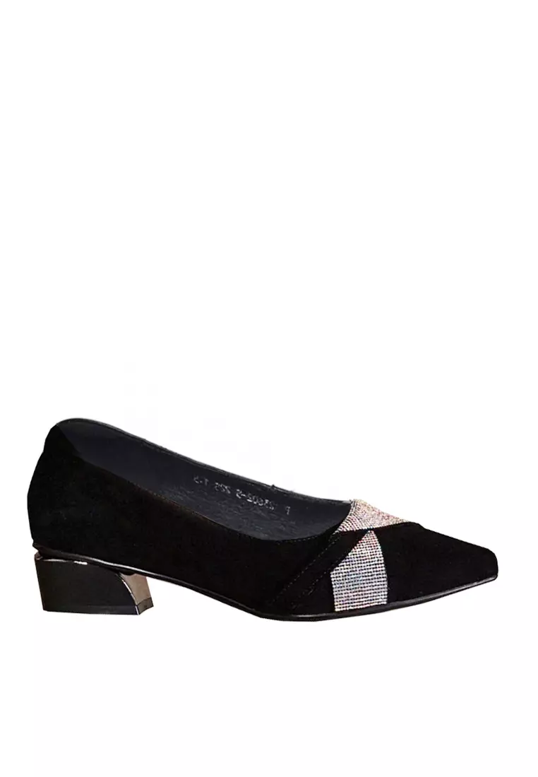 Discount on Twenty Eight Shoes  shoes - SKU: VANSA Simple Cow Leather Imitation rhinestone strap Low Heels VSW-H23602308.3