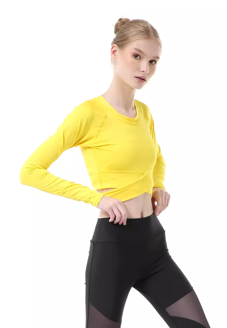 Felisa Baju Senam Aerobik Atasan Wanita Long Sleeve Premium Quality - Kuning