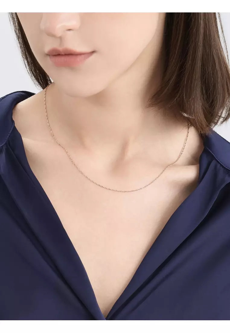 18K Rose Gold Rope Chain Necklace for Women 03818N