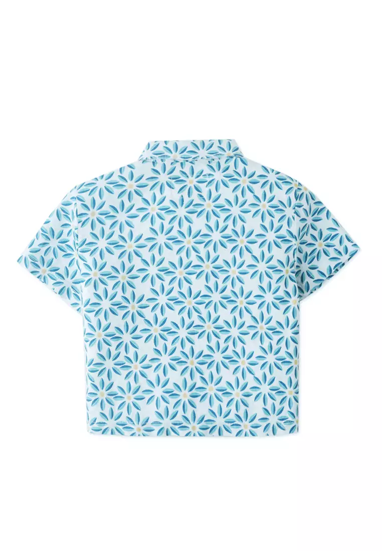 Baby Boys Tile Flowers Linen Shirt