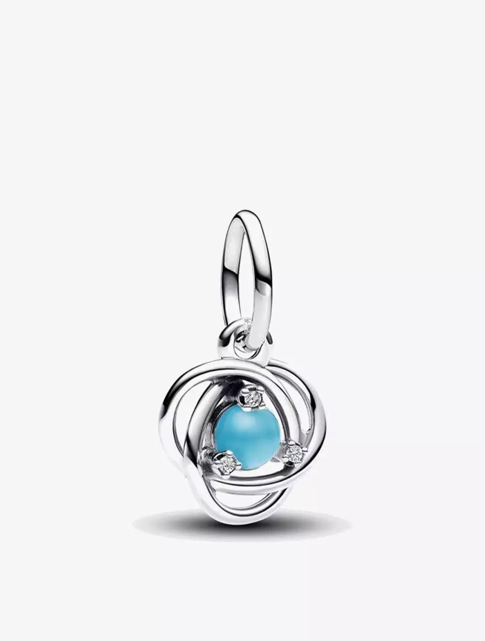 Sterling silver dangle with capri blue crystal and clear cubic zirconia