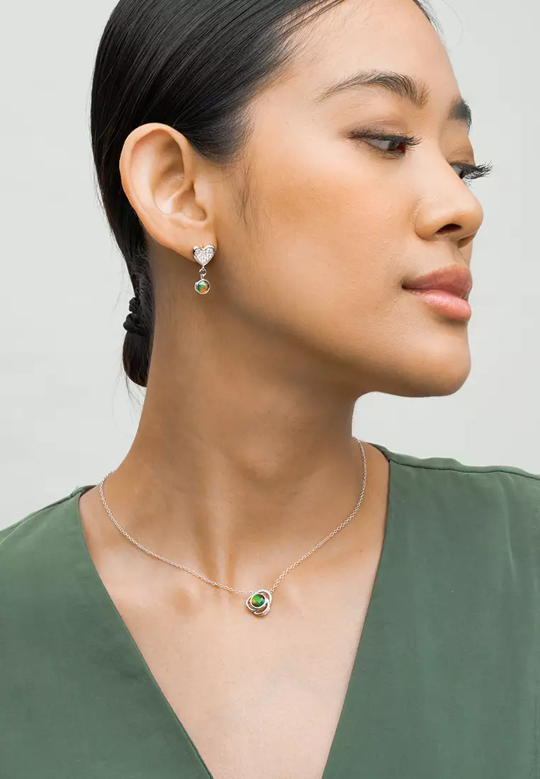 Diem Heart Ammolite Drop Earrings