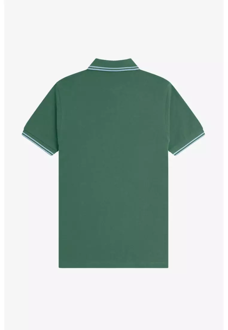 Fred Perry M3600 Twin Tipped Fred Perry Shirt (Sport Green / Track Blue / Track Blue)