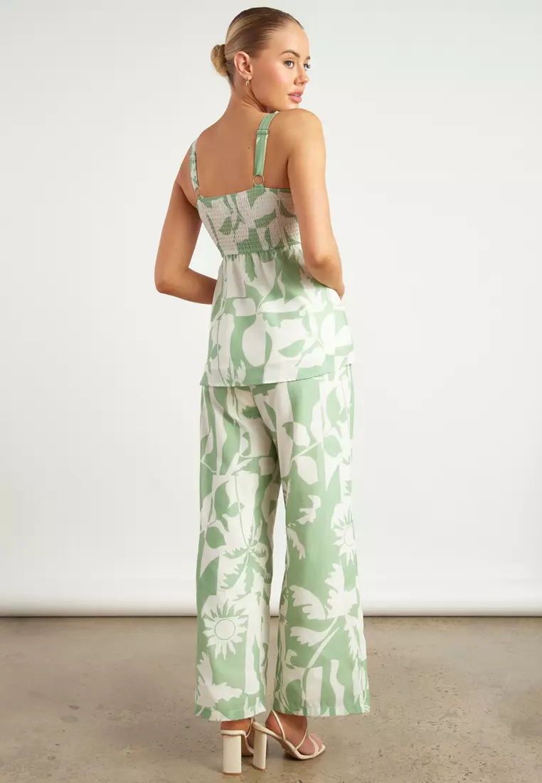 Tropical Icon Print Top and Pants Set