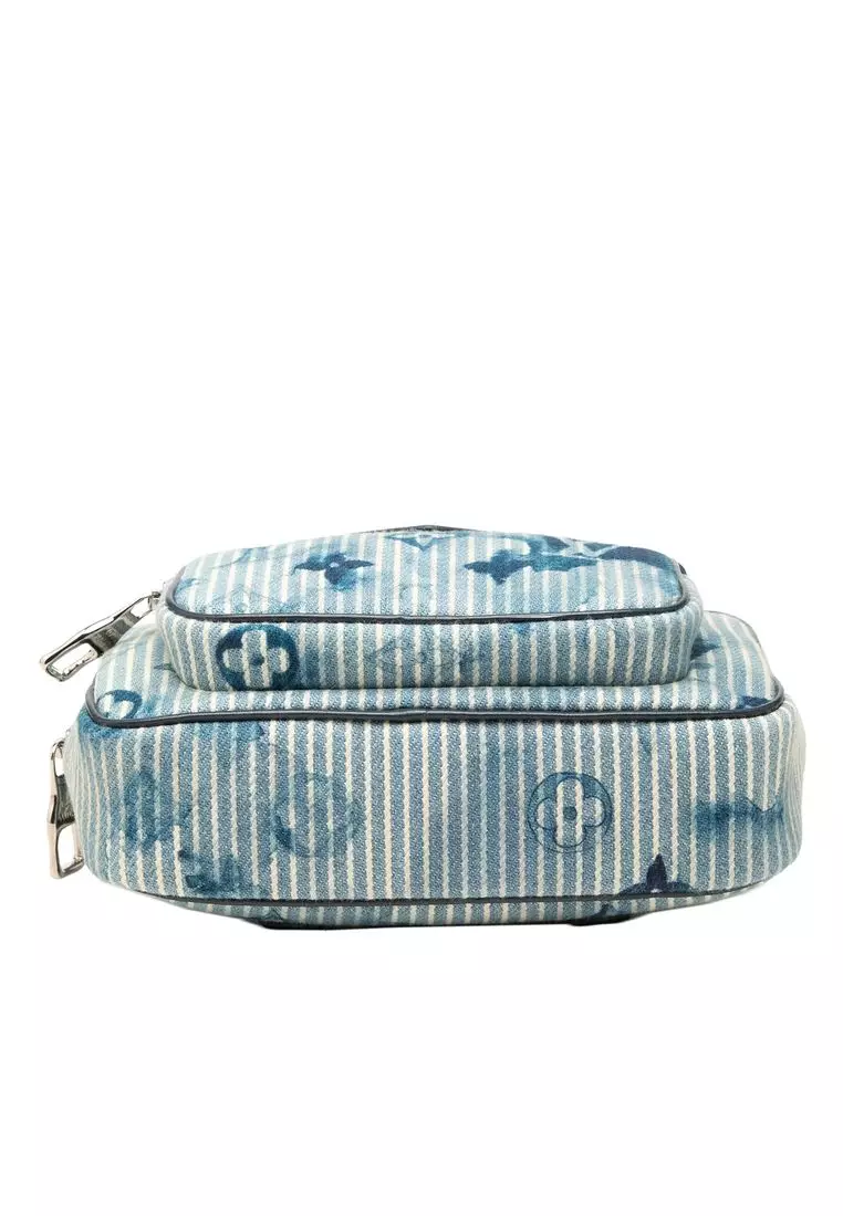 Pre-Loved Louis Vuitton Monogram Denim Watercolor Hickory Stripes Outdoor Pouch