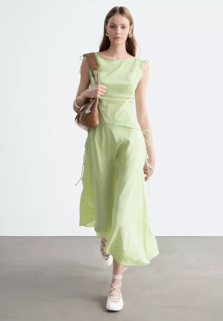 Asymmetric Draped Midi Dress