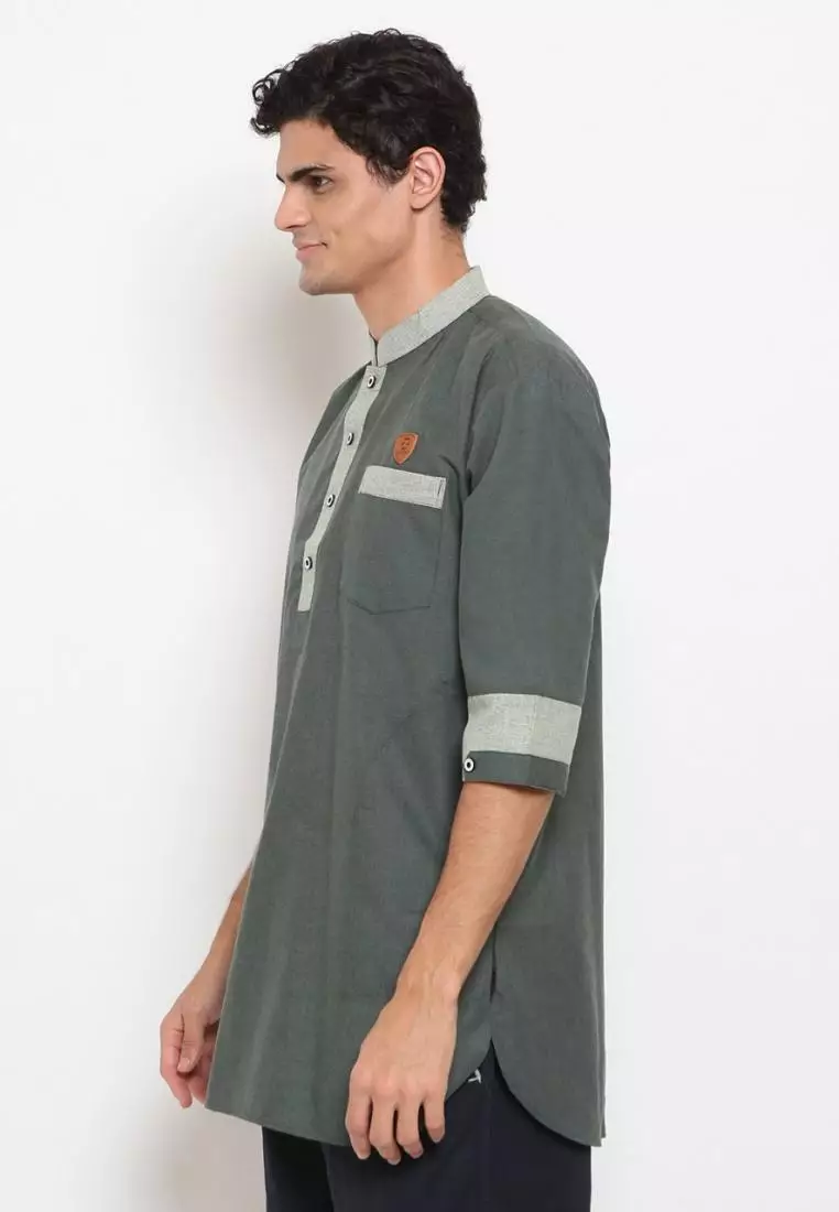 Zayidan Baju Koko Gamis Muslim Pria Nazeef - Hijau