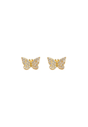 ZITIQUE gold Women's Sweet Diamond Embedded Butterfly Earrings - Gold 592FCACB8B934FGS_1
