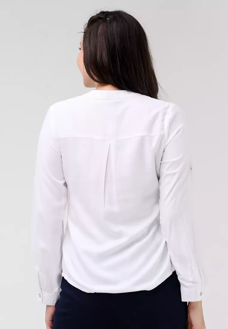 Bold Twill Rayon Long Sleeves Blouse