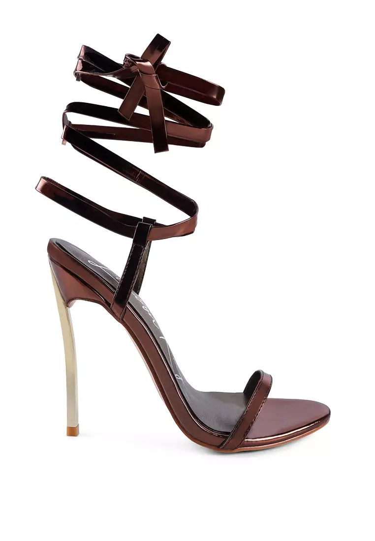 Buy London Rag Metallic Bronze Stiletto Lace Up Sandal 2023 Online