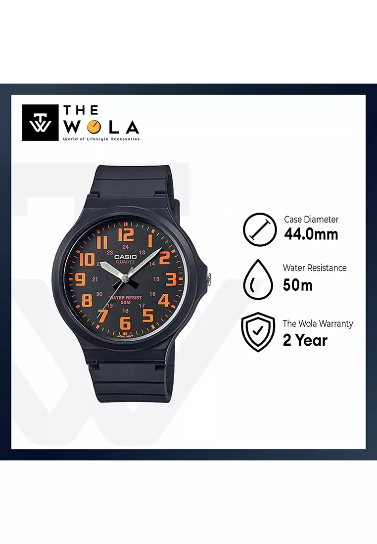 Men's Analog MW-240-4BV Big Case with Black Resin Band Watch