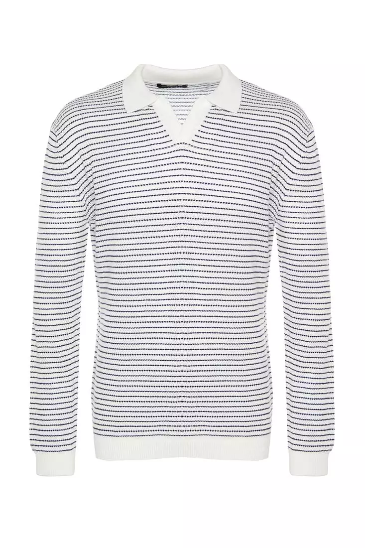 White knitwear mens top