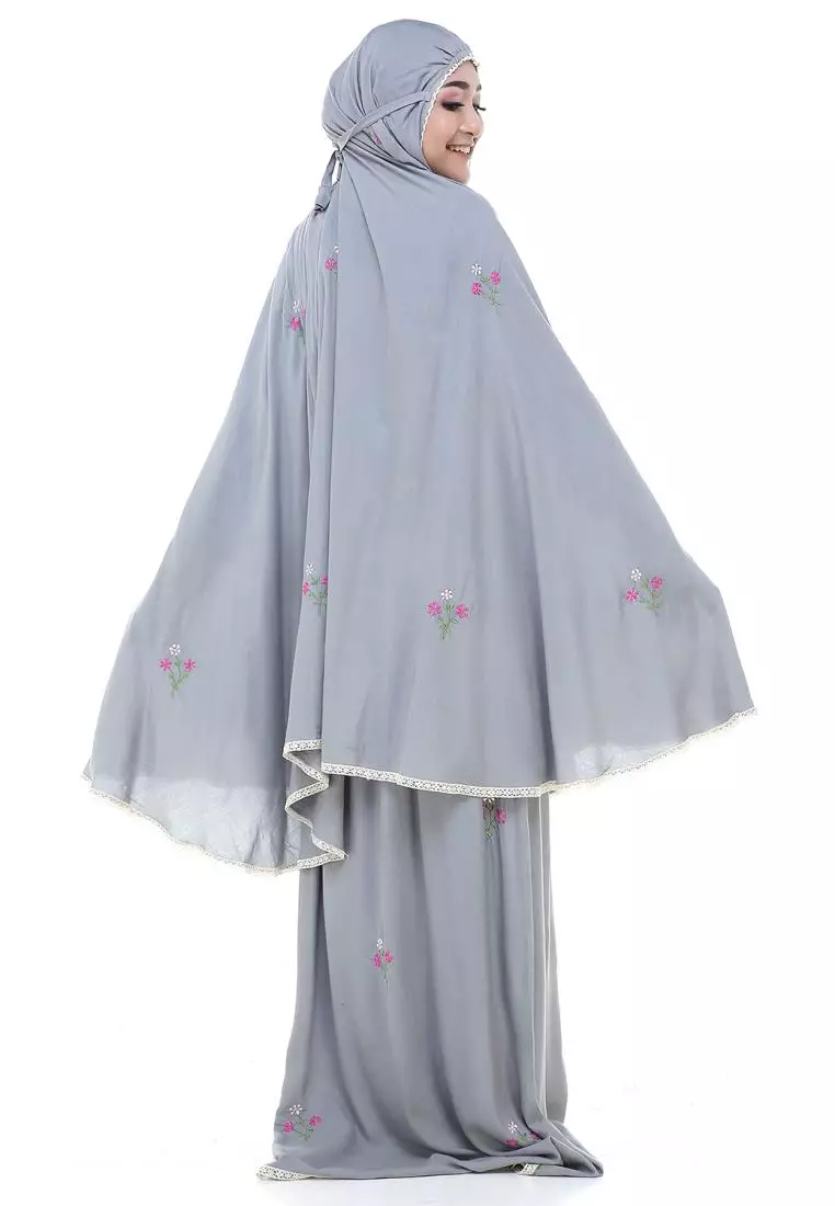 Prayer Set Premium Mukena Wardah Flower - Abu