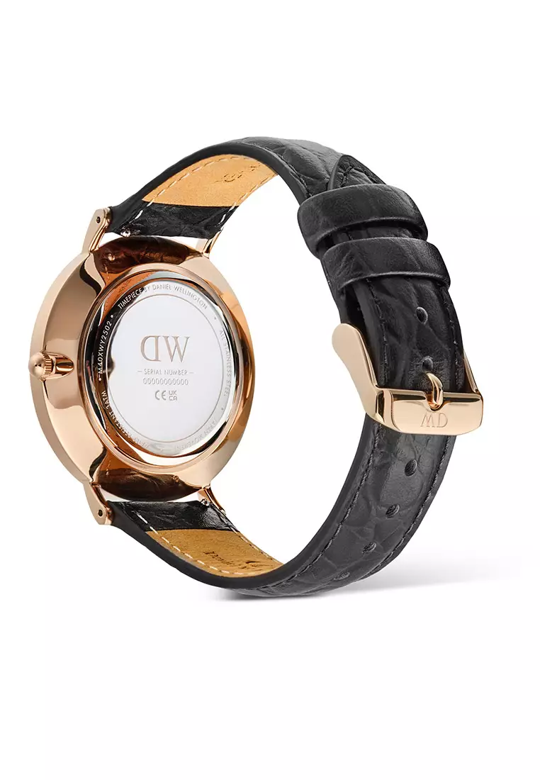 Classic 40mm Roman Numerals Date Black Croc Belly Rose Gold - Men Watch stainless steel Leather strap watch DW Official Authentic Original 男士手錶 不銹鋼 真皮 手錶 DW 官方 正品