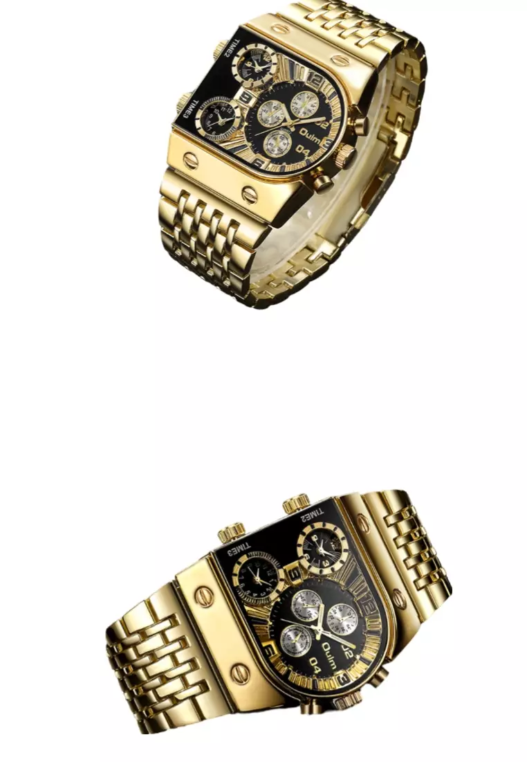 Men's Large Dial Luminous Steel Band Watch