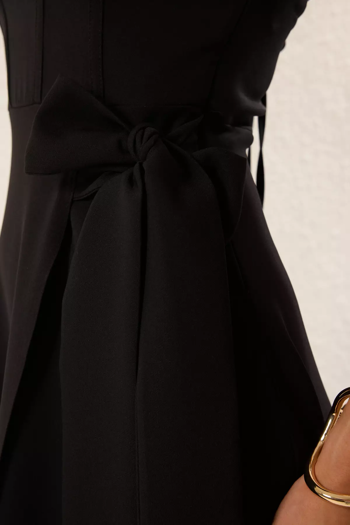 Black Strapless Back Detail Woven Long Elegant Evening Dress