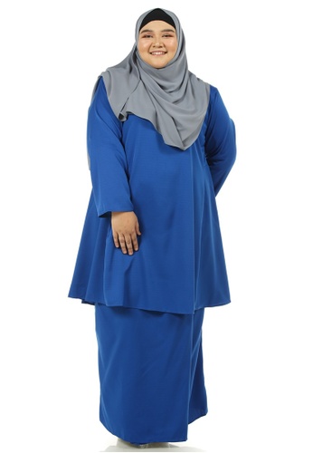 Afra Kurung Pahang Plus Size from Ashura in Blue