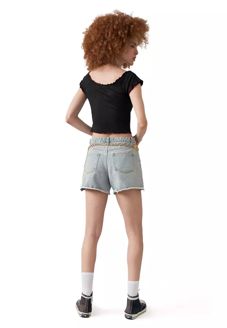 Light Wash Denim Cut Off Shorts