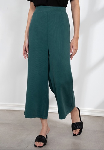 Origin by Zalora green Rib Relaxed Culottes made from Tencel 82AA7AAE4EDEB2GS_1