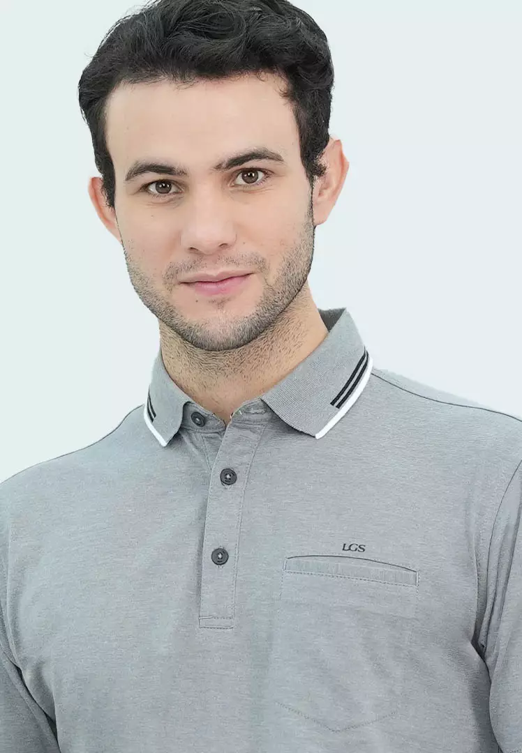 LGS - Kaos Polo Pria - Single Pocket - Katun Premium - Regular Fit - Warna Abu - CWS.225.J3482.39.C