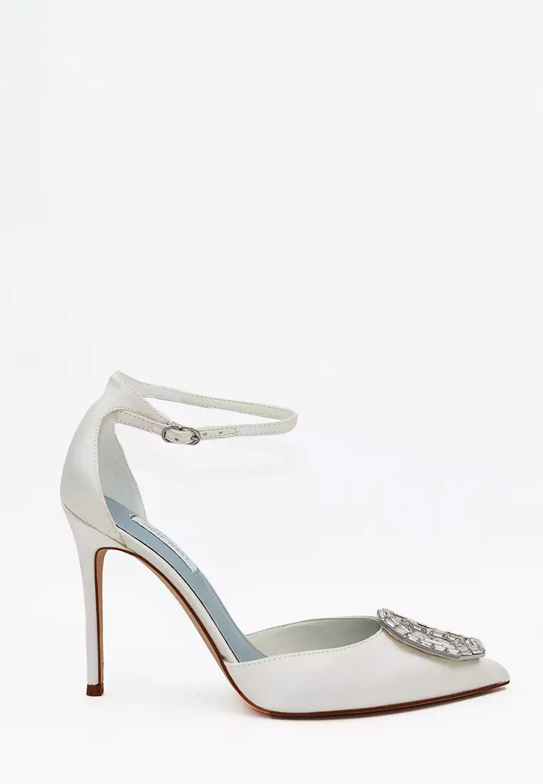 Discount on Nine West  shoes - SKU: Felishe7 Pointy Toe Ankle Strap Pumps Ivory