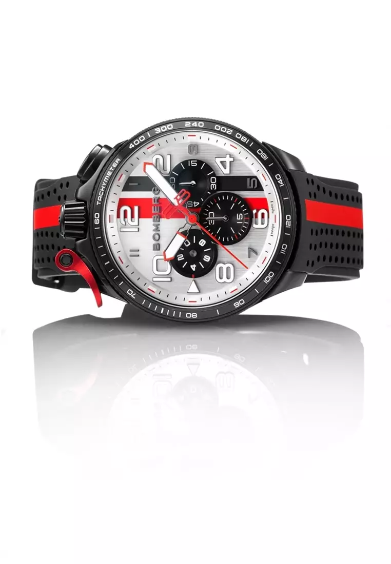 BOLT-68 RACING BLACK RED STRIP QUARTZ 45mm MEN WATCH (BS45CHPBA.059-13.12)