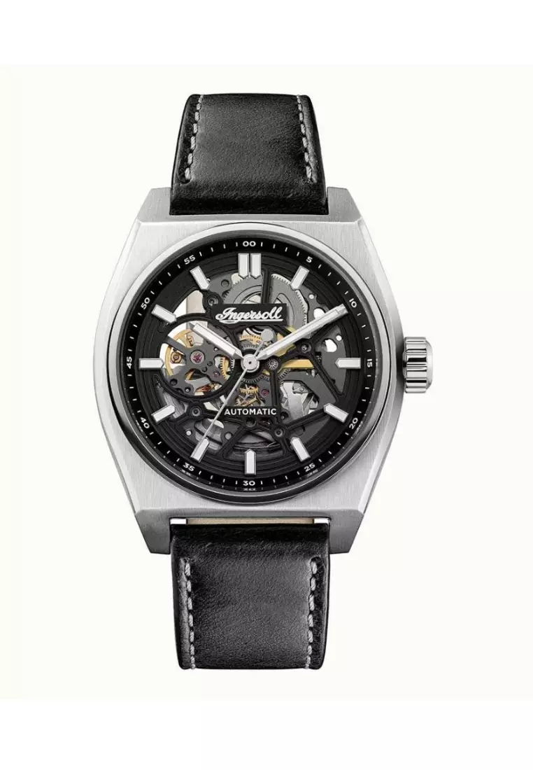 Ingersoll The Vert Automatic Skeleton Dial Black Leather Strap Men's Watch  I14301