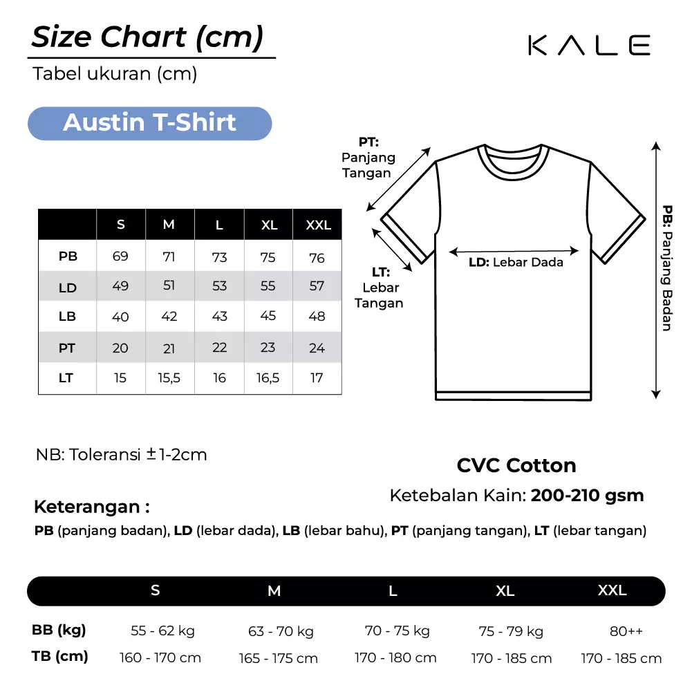 Kale Austin Blue / T-Shirt Kancing Polos Lengan Pendek / Unisex Casual