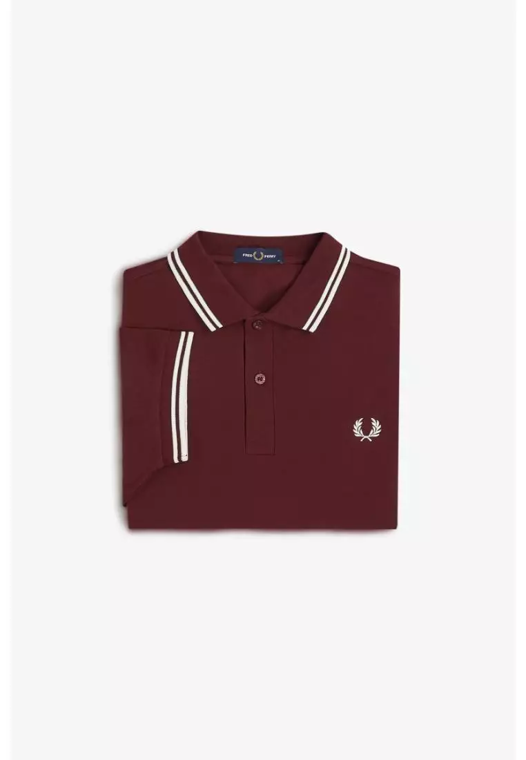 Fred Perry M3600 Twin Tipped Fred Perry Shirt (Oxblood / Ecru / Ecru)