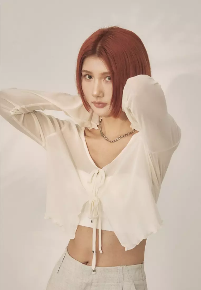 Sheer cropped outlet cardigan