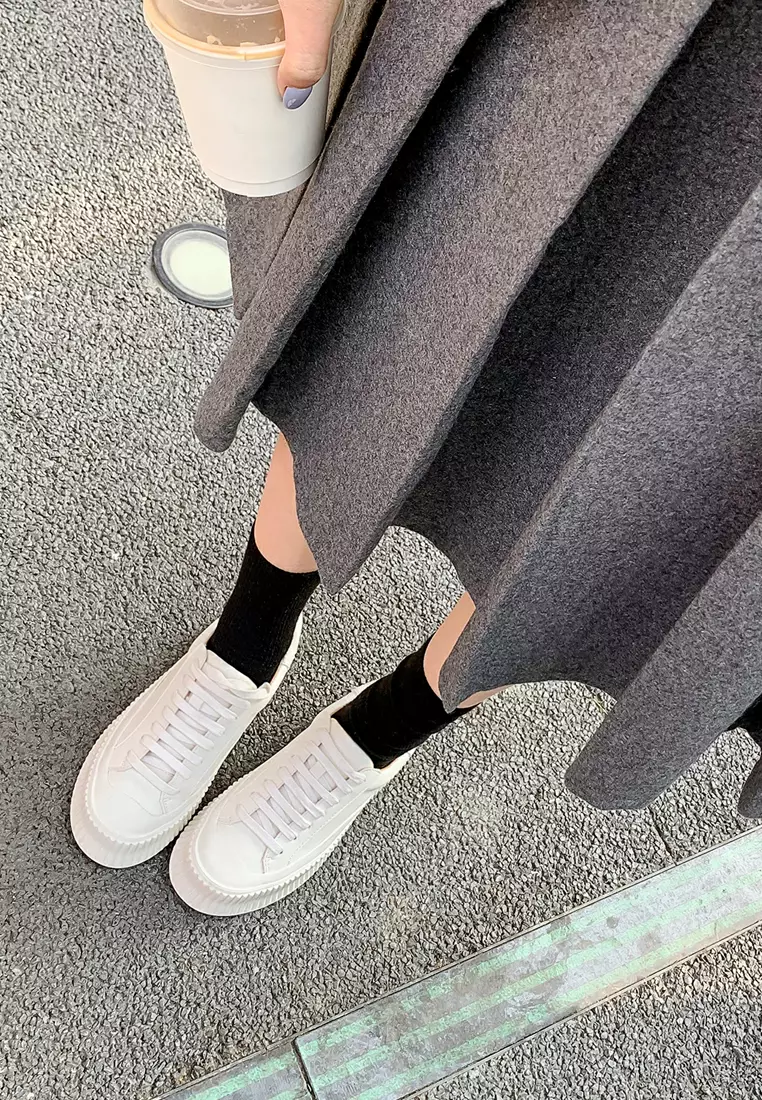 Leather Platform Lace Up Sneakers TLD608-1