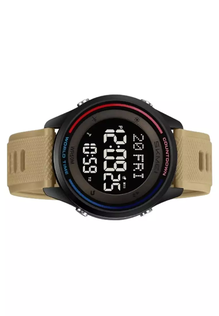 Jam Tangan Digital Pria Wanita Kasual Anti Air 50M 2348 ORIGINAL - Yellowish Brown