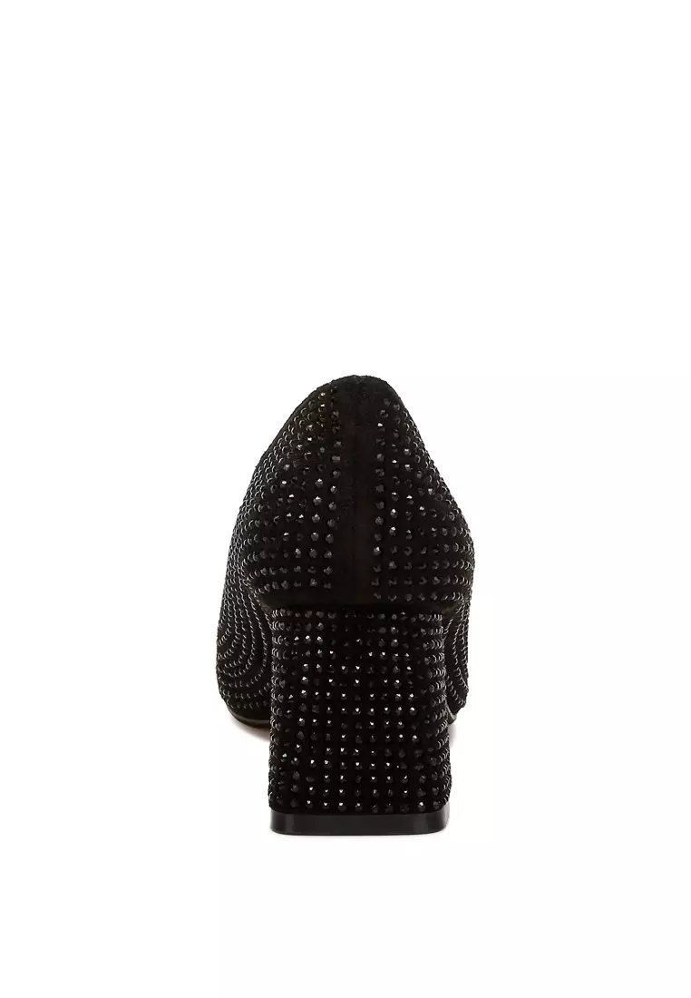 Rhinestones Embellished Pumps in Black