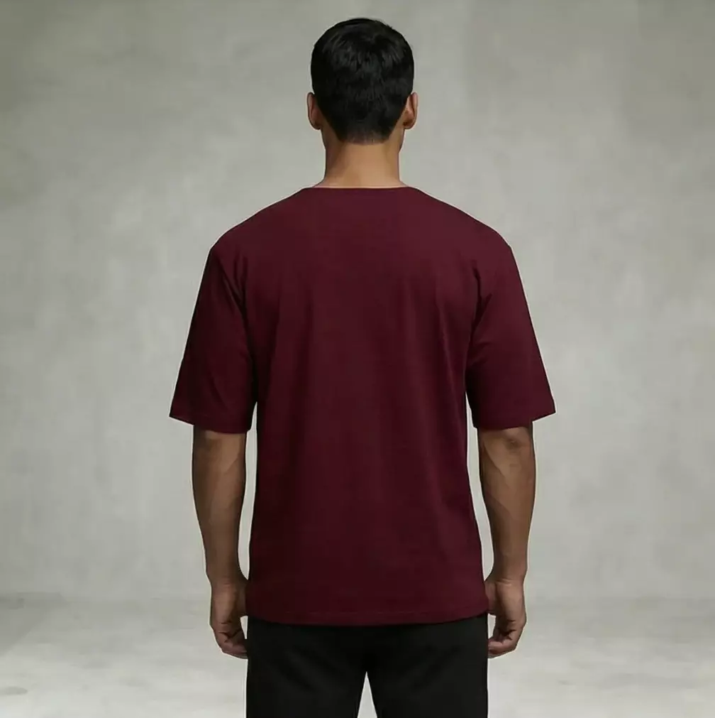 THIRDDAY Kaos Koko Pria Lengan Pendek Polos Cotton Hybrid 240gsm Maroon MTZ04