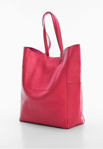 pink leather shopper bag