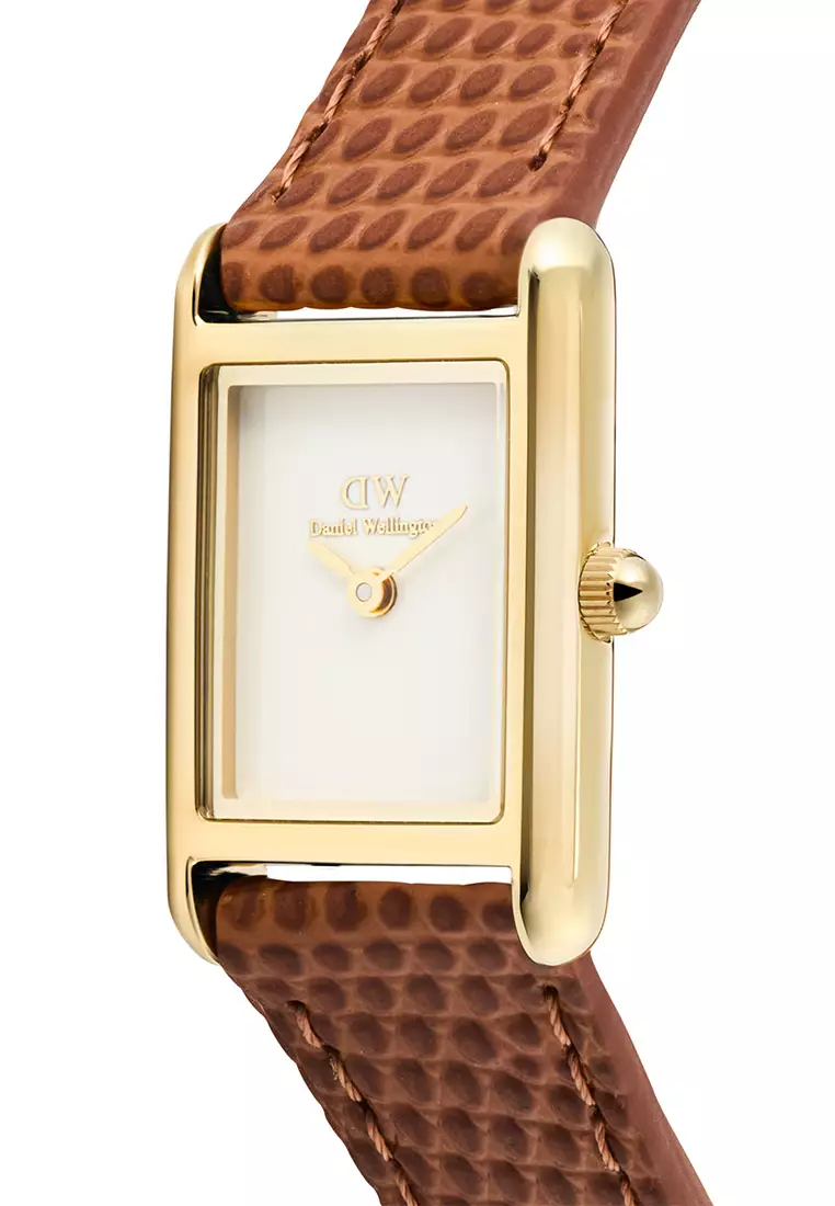 Bound Mini Light Brown Lizard White Gold - Women Watch Stainless Steel Leather Strap watch DW Official Authentic Original