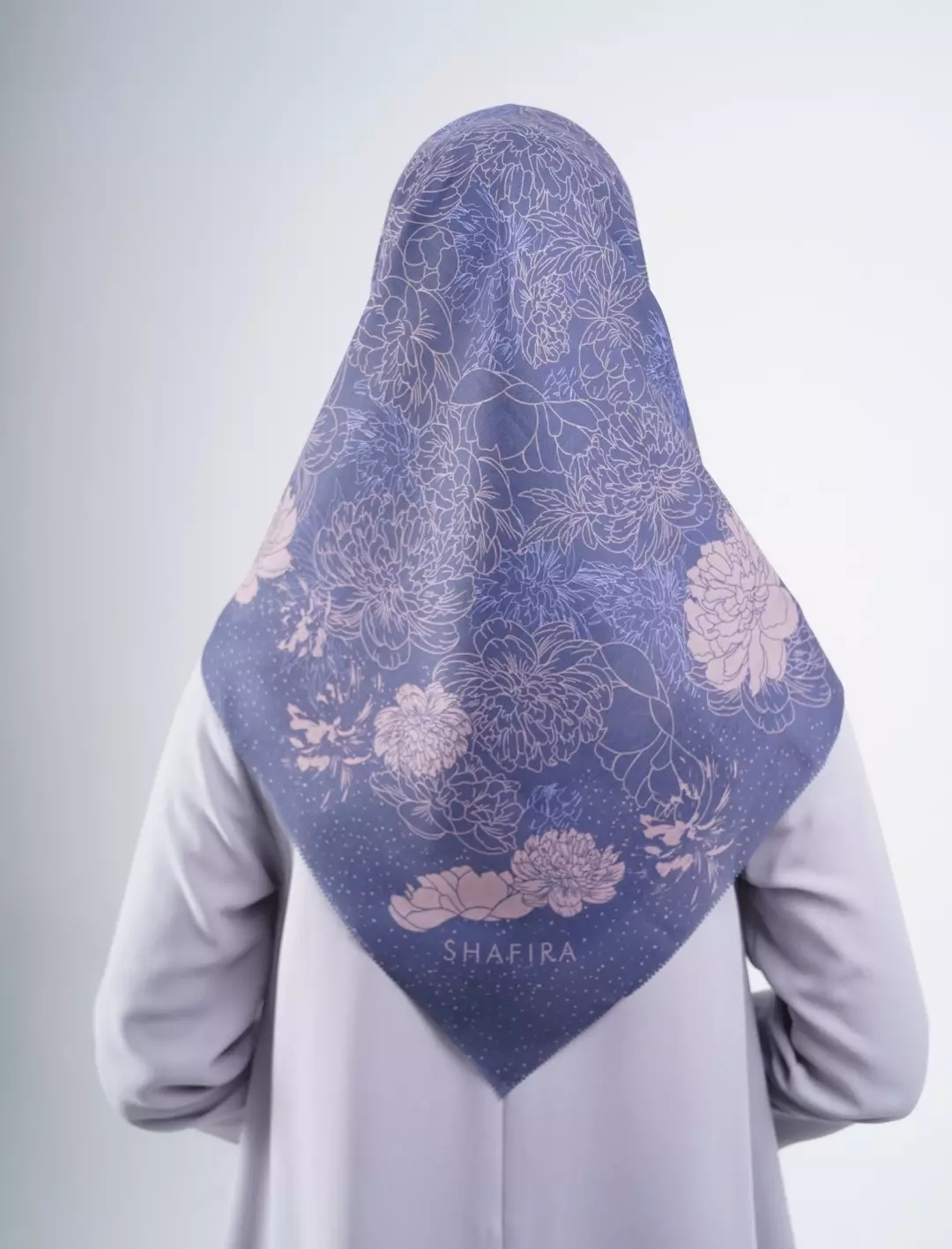 Cezia Printed Scarf Navy | Hijab Kerudung Segi Empat Motif