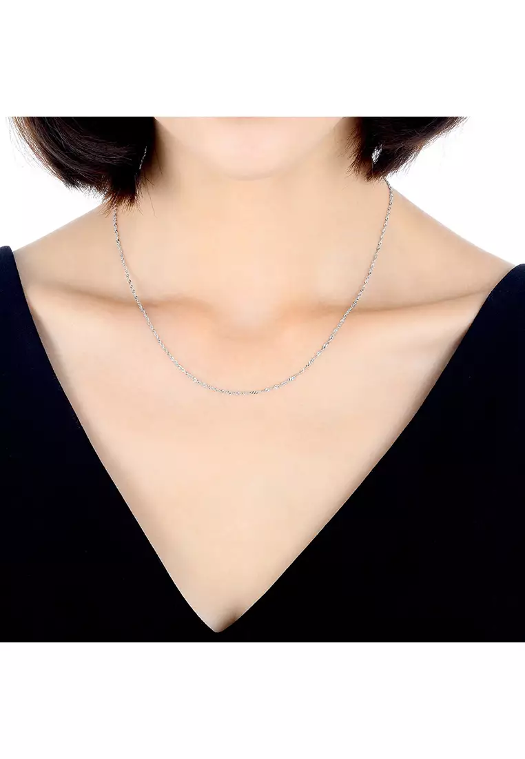 925 Sterling Silver Wave Chain Necklace SR001 (3.40MM, 52CM)