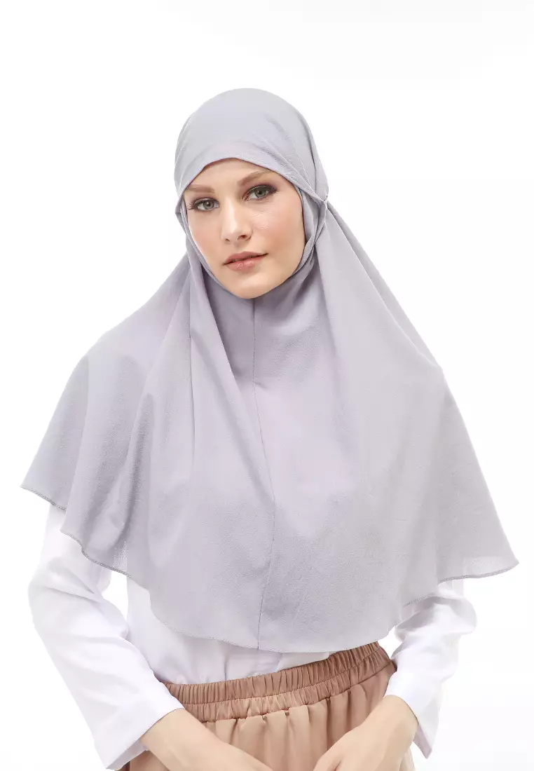 Tamara Jilbab Muslimah Wanita Motif Polos Relaxed Fit - Silver