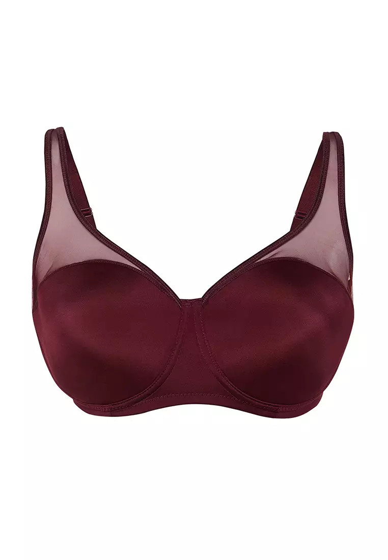 Plus Size Mesh Detailed Covered Contouring Bra