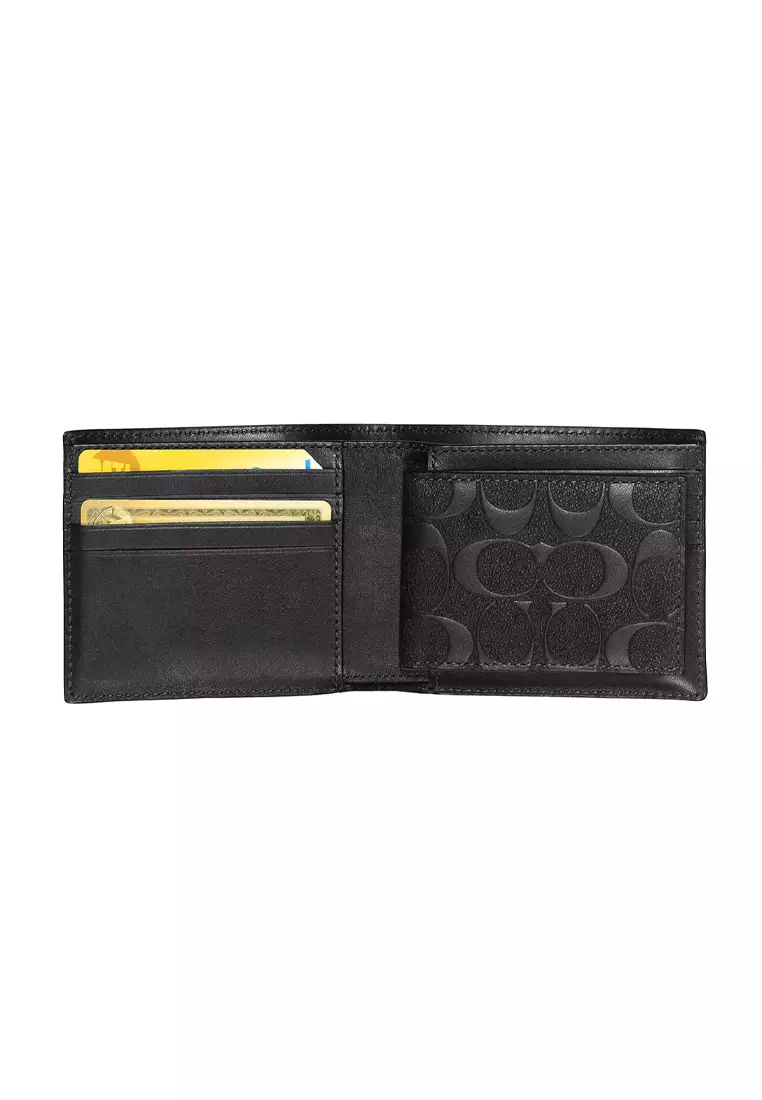 Men's 3 In 1 Wallet In Signature Leather Black CR957