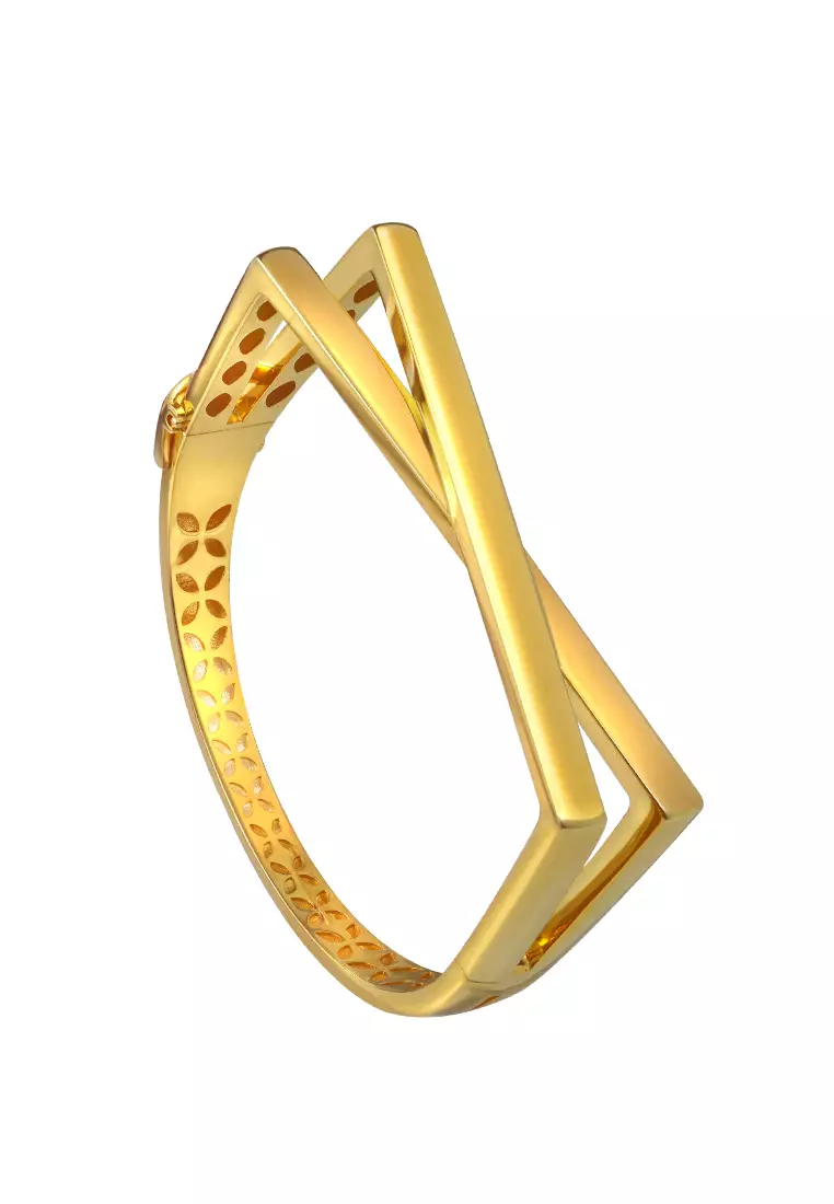 TOMEI Anastasia X-Cross Bangle, Yellow Gold 916