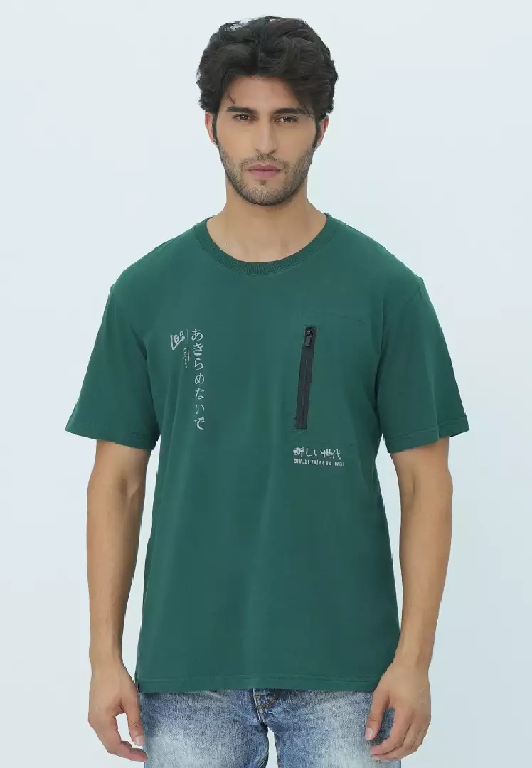 LGS Street - Kaos Streetwear - Variasi Zipper - Sablon Belakang - Hijau - ST.30.H102.032.C