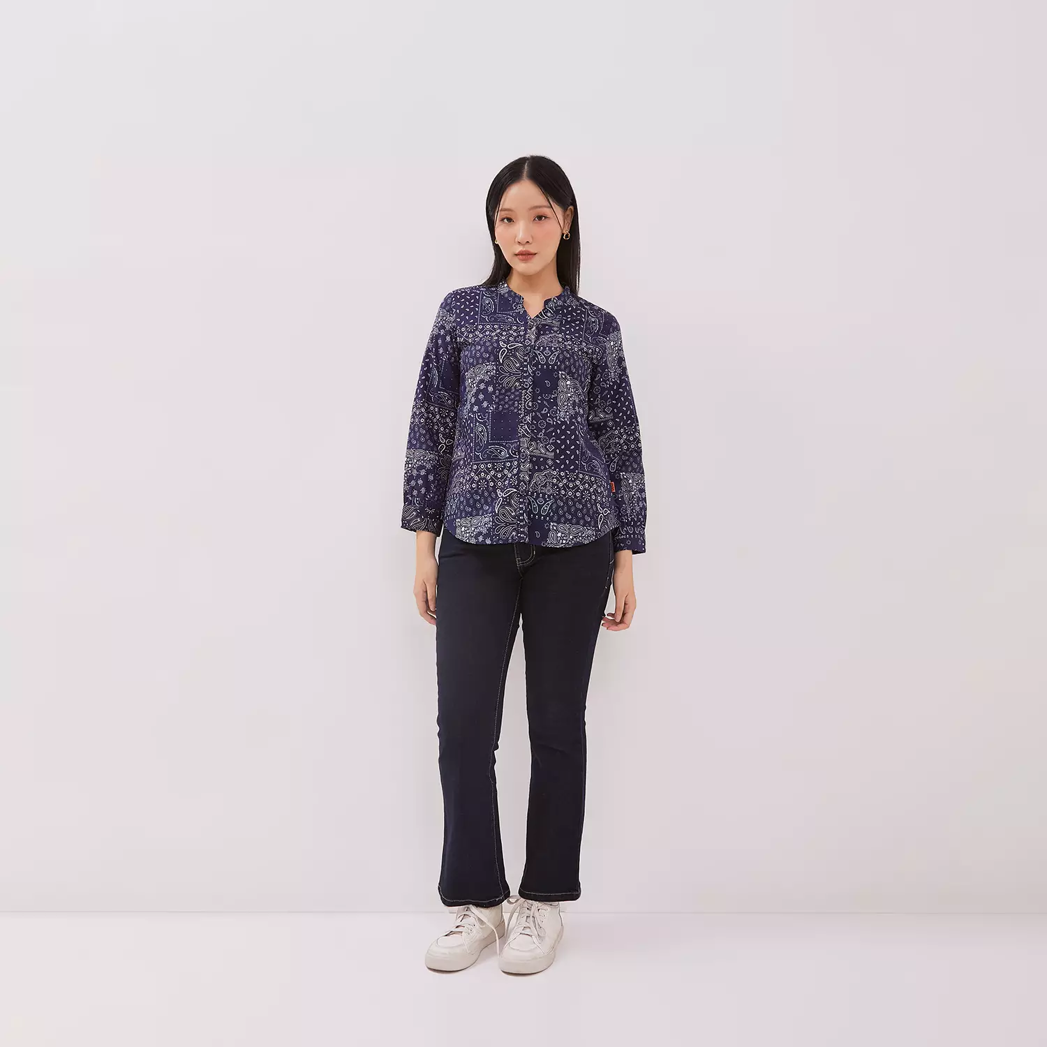 DUST Blouse Kamaya Abstrak Navy Comfease (D.116473)