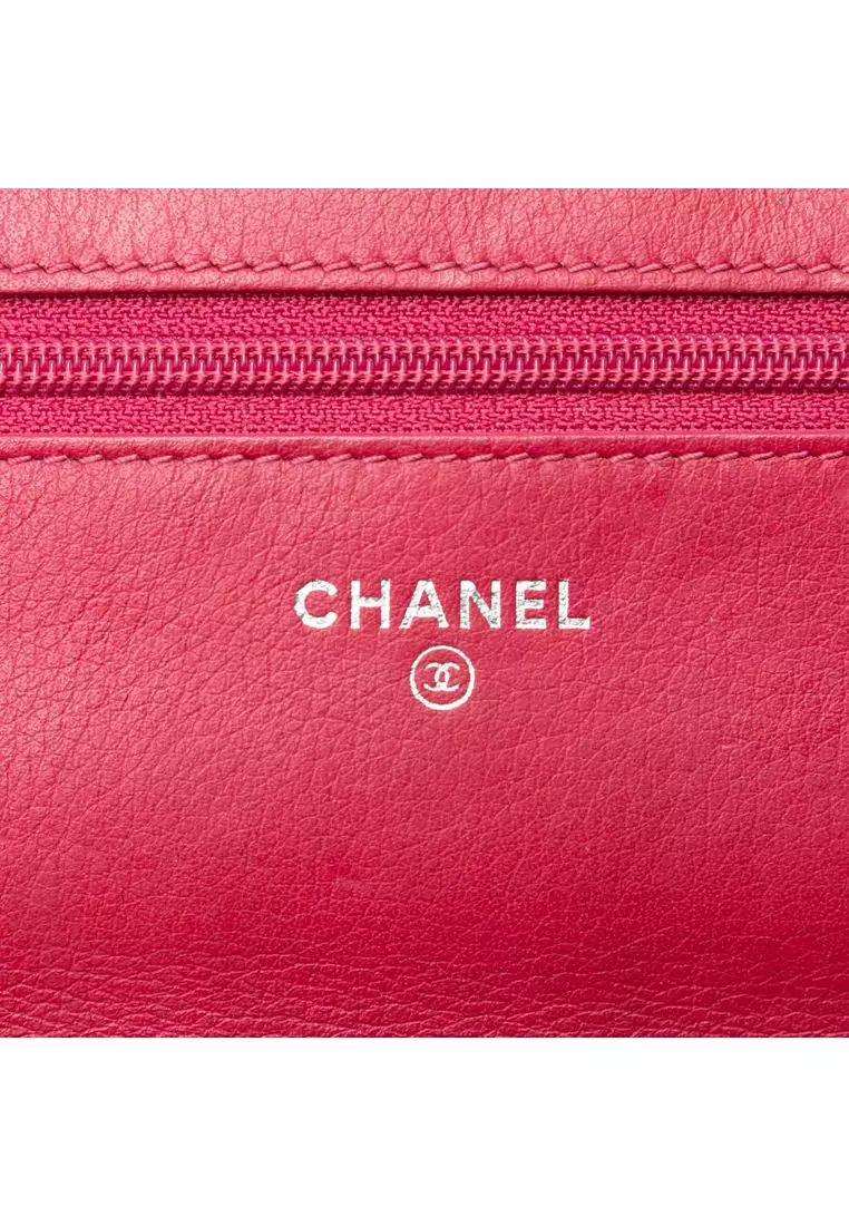 Pre-Loved Chanel Cc Lambskin Wild Stitch Wallet On Chain