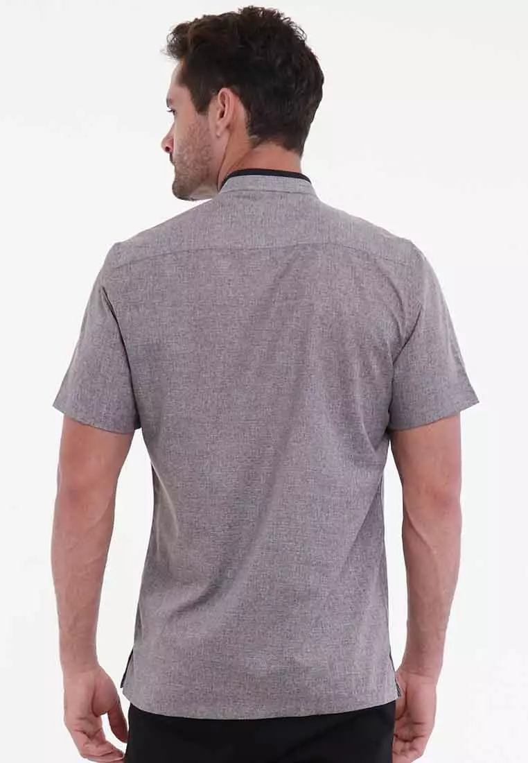 MAGINOT AHKAM GREY Koko Slim Fit Lengan Pendek