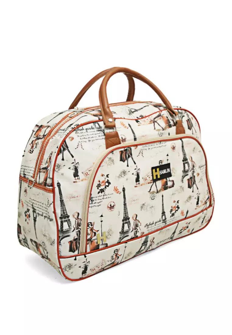 Semply Tas Travel Jinjing Bag 20 Inch Iron Beauty Motif Large Compartment Material Leather Kulit ORIGINAL - Brown