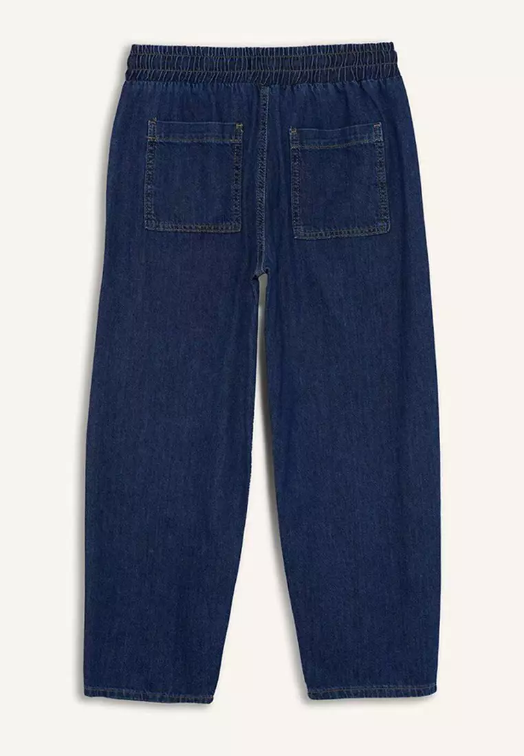 Pull on Carrot Fit High Waist Crop Fit Soft Jean Pants E0956Ax25Sm