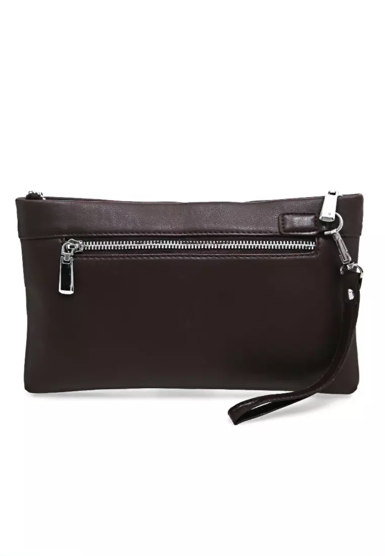 Konomo Tas Genggam Dompet Clutch Bag Pria & Wanita Size Small Handmade Material Leather Kulit ORIGINAL - Brown